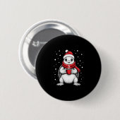 Christmas Turtle with Santa Hat Coffee Lover Funny Button (Vorne & Hinten)