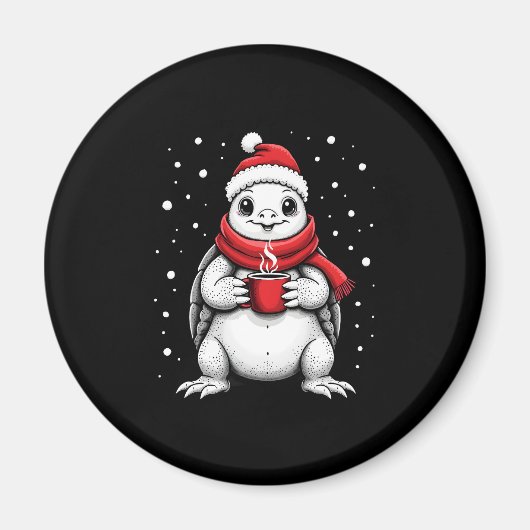 Christmas Turtle with Santa Hat Coffee Lover Funny Magnet (Vorne)