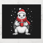 Christmas Turtle with Santa Hat Coffee Lover Funny Schaumweinetikett (Einzelnes Label)