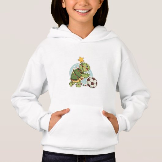 Christmas Turtle with Soccer Ball Hoodie (Vorderseite)