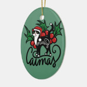 Christmas Tuxedo Cat Keramik Ornament (Links)