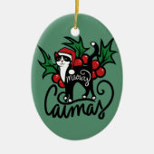 Christmas Tuxedo Cat Keramik Ornament (Vorne)
