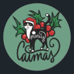 Christmas Tuxedo Cat Runder Aufkleber<br><div class="desc">Weihnachten Tuxedo Cat Weihnachten Weihnachten Weihnachten kitty fröhlich "Katzenmann" "tuxedo cat"</div>