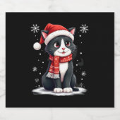 Christmas Tuxedo Cat Santa Scarf Ugly Xmas Women G Schaumweinetikett (Einzelnes Label)