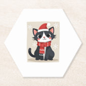 Christmas Tuxedo Cat Santa Scarf Ugly Xmas Women G Untersetzer (Vorderseite)