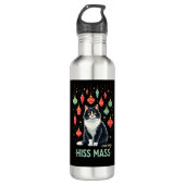 Christmas Tuxedo Cat with Holiday Decorations Merr Edelstahlflasche (Vorderseite)