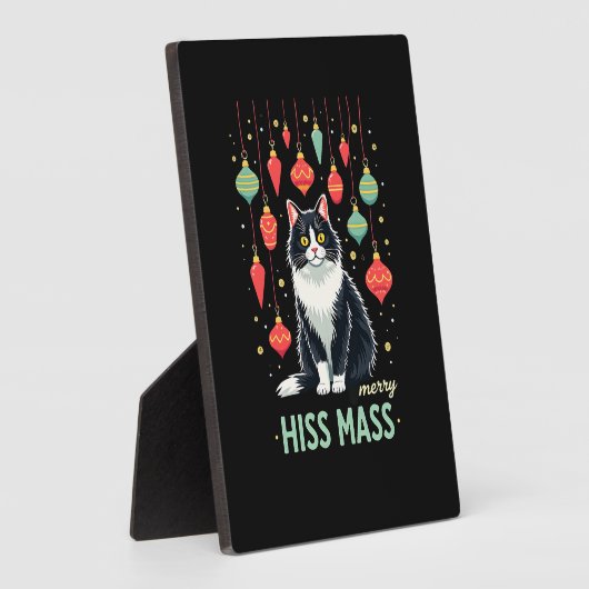 Christmas Tuxedo Cat with Holiday Decorations Merr Fotoplatte (Seite)