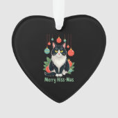 Christmas Tuxedo Cat with Holiday Decorations Merr Ornament (Vorderseite)
