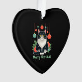 Christmas Tuxedo Cat with Holiday Decorations Merr Ornament (Vorderseite)
