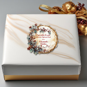 Christmas Twig Wreath Red Berries Blätter Quadratischer Aufkleber