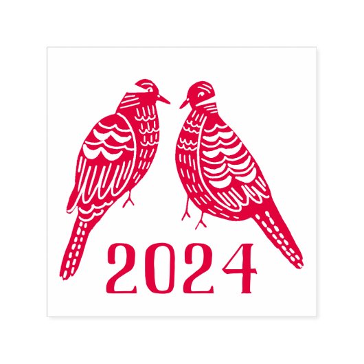Christmas Two turtle Doves custom year Permastempel (Design)