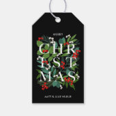 CHRISTMAS Typografie Grüne Berries Holiday Geschenkanhänger (Vorderseite)