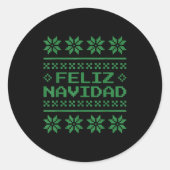 Christmas Ugly Sweater Feliz Navidad Xel Pattern S Runder Aufkleber (Vorderseite)