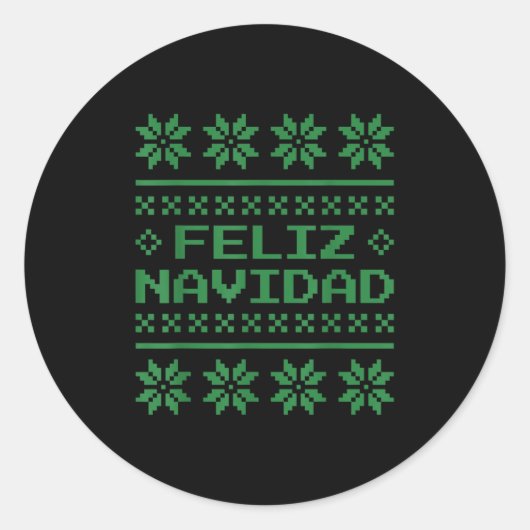 Christmas Ugly Sweater Feliz Navidad Xel Pattern S Runder Aufkleber (Vorderseite)