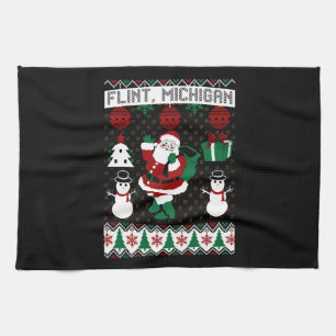 Christmas Ugly Sweater Flint Michigan Geschirrtuch
