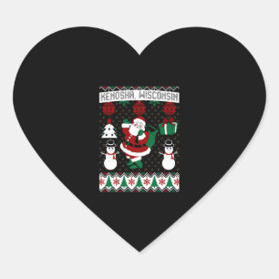 Christmas Ugly Sweater Kenosha Wisconsin Herz-Aufkleber