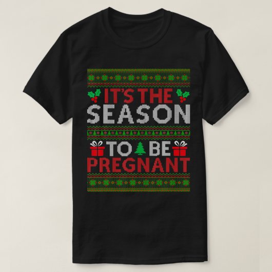 Christmas Ugly Sweater Pregnancy Baby Announcement T-Shirt (Design vorne)