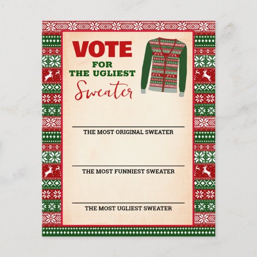 Christmas Ugly Sweater Voting Card Flyer (Vorne)