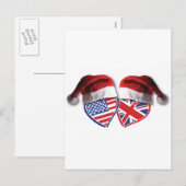 Christmas UK USA Hearts Feiertagspostkarte (Vorne/Hinten)