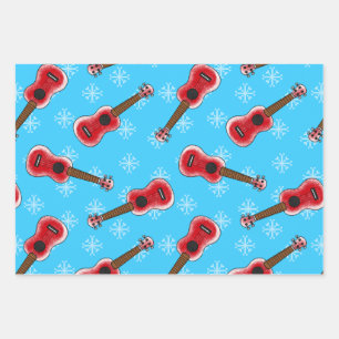 Christmas Ukulele Uke Player Musician Muster Geschenkpapier Set