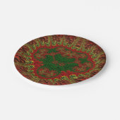 CHRISTMAS ~ Ungewöhnliches Rot-Grün-Fraktal ~ Pappteller (Schrägansicht)