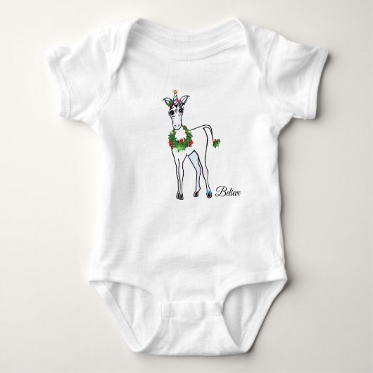 Christmas Unicorn Baby Strampler (Vorderseite)