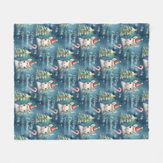 Christmas Unicorn Candy Cane Custom Fleecedecke (Vorderseite (Horizontal))