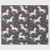 Christmas Unicorn Candy Canes & Snow Geschenkpapier (Flach)
