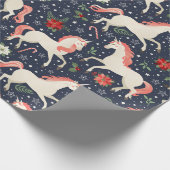 Christmas Unicorn Candy Canes & Snow Geschenkpapier (Ecke)
