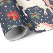 Christmas Unicorn Candy Canes & Snow Geschenkpapier (Rolleneckpunkt)