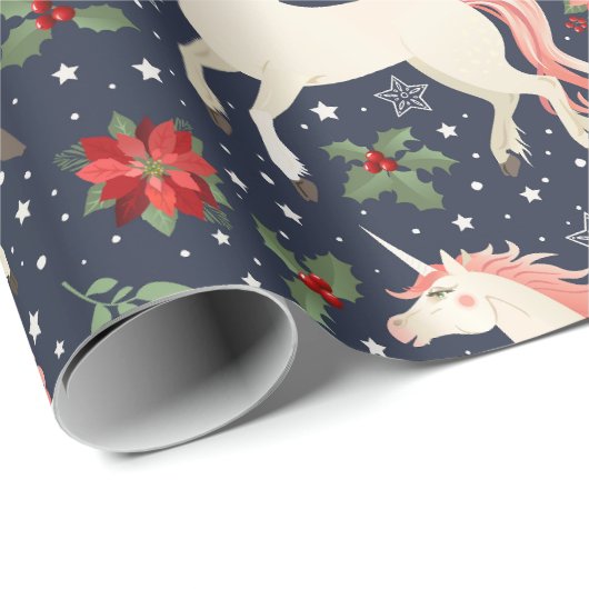 Christmas Unicorn Candy Canes & Snow Geschenkpapier (Rolleneckpunkt)