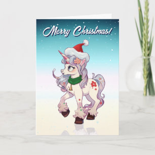 Christmas Unicorn Cartoon Feiertagskarte