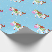 Christmas Unicorn Cartoon Geschenkpapier (Ecke)