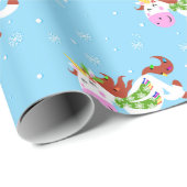 Christmas Unicorn Cartoon Geschenkpapier (Rolleneckpunkt)