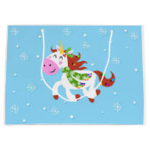 Christmas Unicorn Cartoon Große Geschenktüte (Vorderseite)