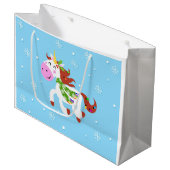 Christmas Unicorn Cartoon Große Geschenktüte (Vorderseite Schrägansicht)