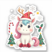 Christmas Unicorn Cute Magical Xmas Toddler Girls Aufkleber (Vorderseite)