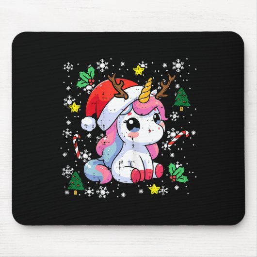 Christmas Unicorn Cute Magical Xmas Toddler Girls Mousepad (Vorne)