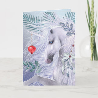 Christmas Unicorn Deluxe Grußkarte Feiertagskarte