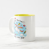 Christmas Unicorn Doodle Yellow Zweifarbige Tasse (Vorderseite Links)