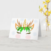 Christmas Unicorn Face Karte (Gelbe Blume)