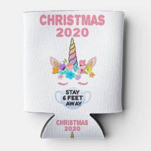 Christmas Unicorn Face Mask Bleibe 6 Feet Quaranti Dosenkühler