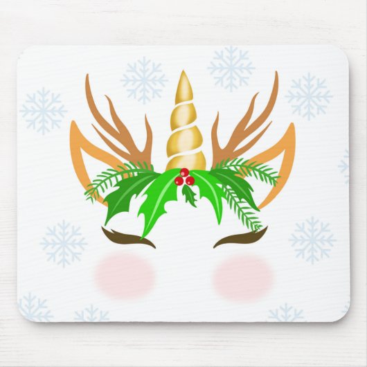 Christmas Unicorn Face Mousepad (Vorne)