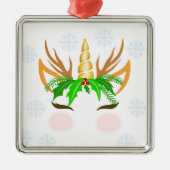 Christmas Unicorn Face Ornament Aus Metall (Vorne)