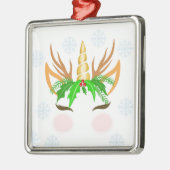 Christmas Unicorn Face Ornament Aus Metall (Links)