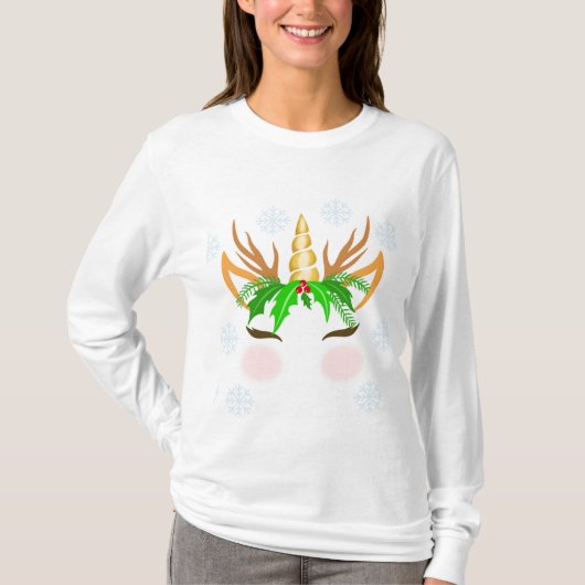 Christmas Unicorn Face T-Shirt (Vorderseite)