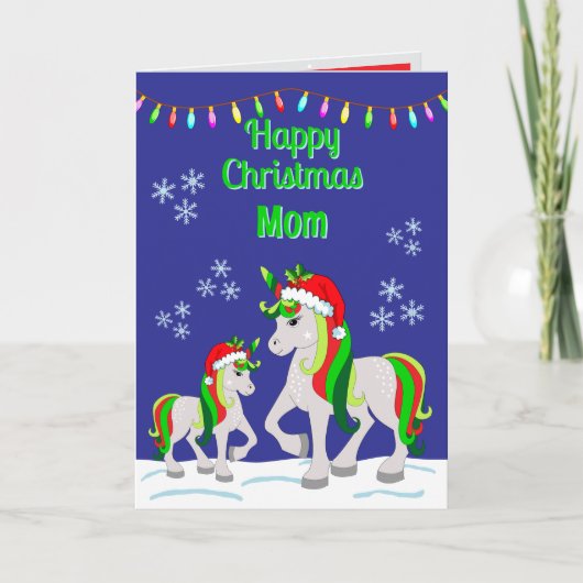 Christmas Unicorn Folded Greeting Card Karte (Vorderseite)