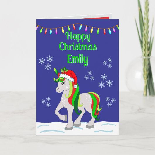 Christmas Unicorn Folded Greeting Card Karte (Vorderseite)