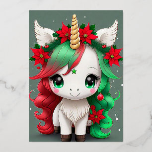 Christmas Unicorn Folien Feiertagskarte