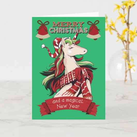 Christmas Unicorn Karte (Gelbe Blume)